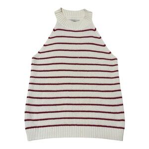 LOFT Cream and Red Knit Top